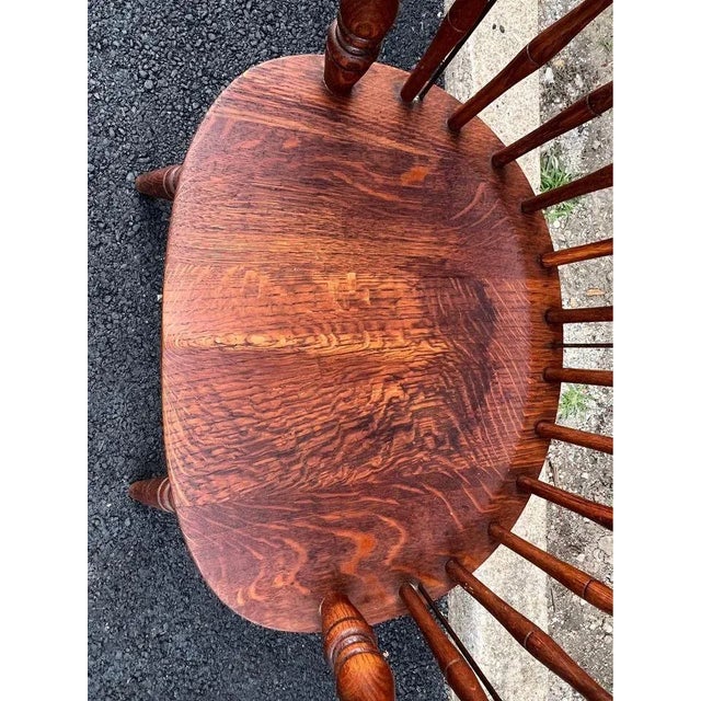 Pair of Antique Oak Sack Back Windsor Armchairs 19th Century For Sale - Image 4 of 12