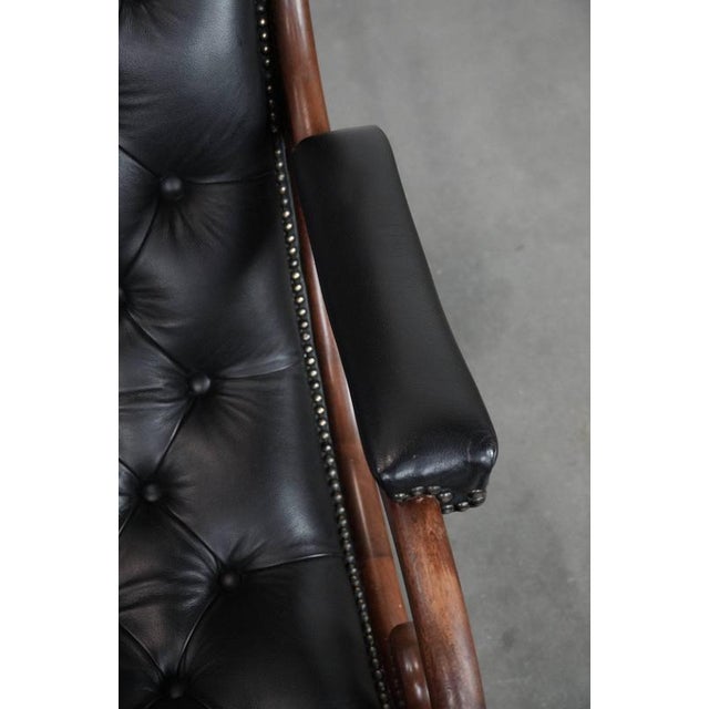 Black Black Cowhide Chesterfield Armchair For Sale - Image 8 of 15