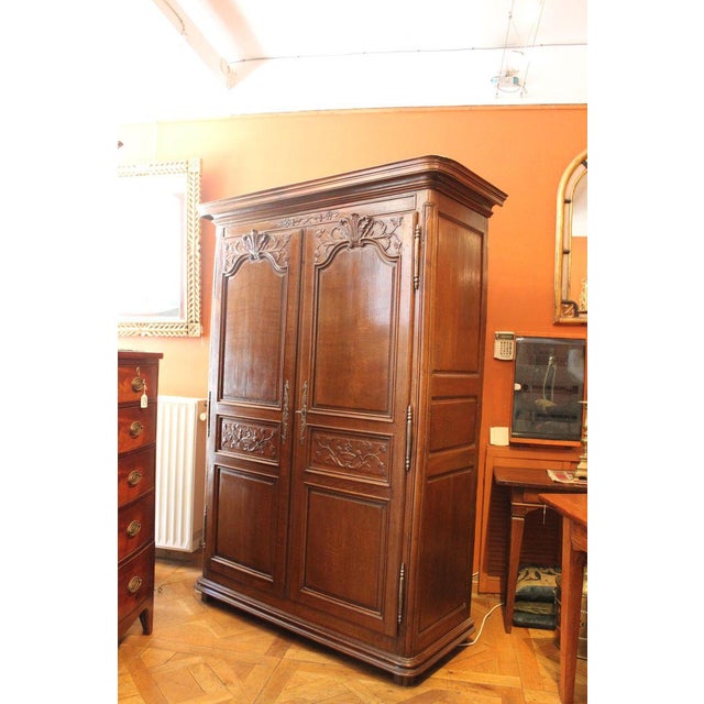 18th Century Louis XIV French Oak Wardrobe For Sale - Image 5 of 10