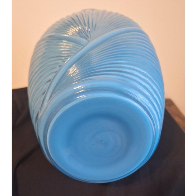 An eye-catching 1980s Art Deco Revival glass vase produced by Anchor Hocking. This sculptural piece features a stunning...