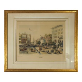 Colored Lithograph Engraving of Broadway n.y. For Sale