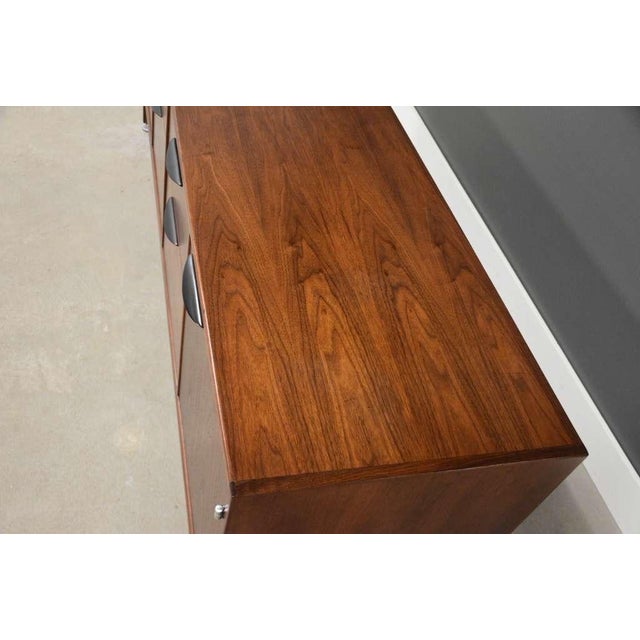 Brown Refinished Jens Risom 78” Walnut Credenza For Sale - Image 8 of 12