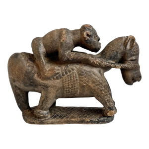 Rare Antique Sandstone Dogon Horse Rider Sculpture Mali