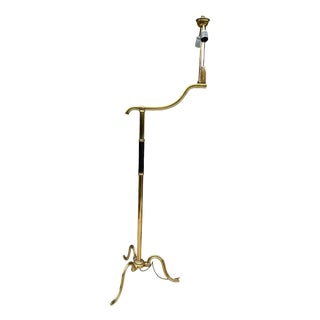 Art Deco Brass & Leather Floor Lamp attributed to Hugo Gorge for Kalmar, Austria, 1930s by Hugo Gorge For Sale