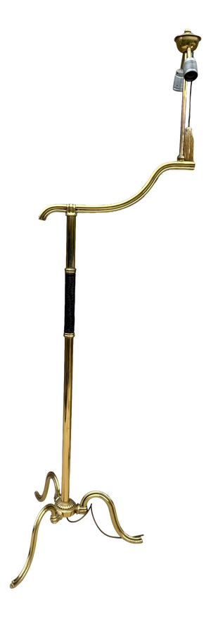 Art Deco Brass & Leather Floor Lamp attributed to Hugo Gorge for Kalmar, Austria, 1930s by Hugo Gorge