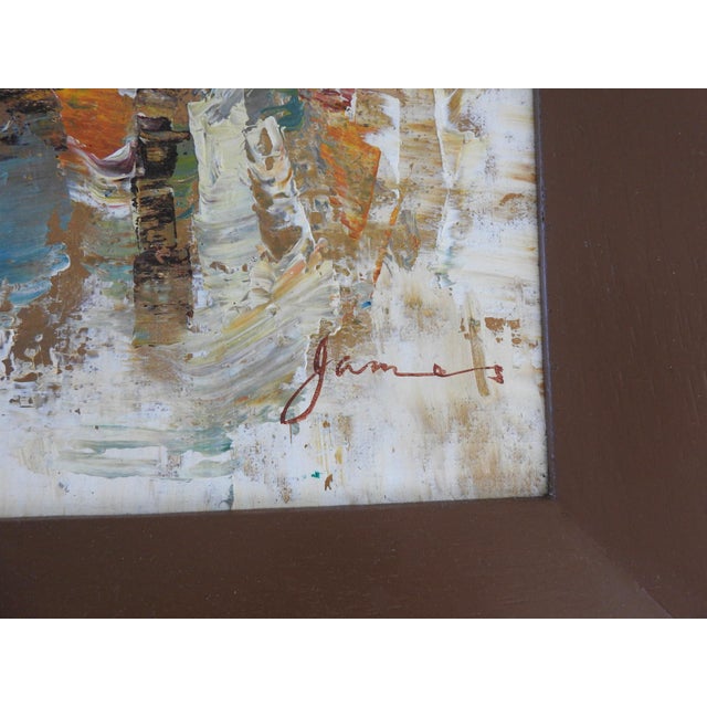 Mid-Century Modern Abstract Horse Racers Oil Painting – Signed James For Sale - Image 12 of 12