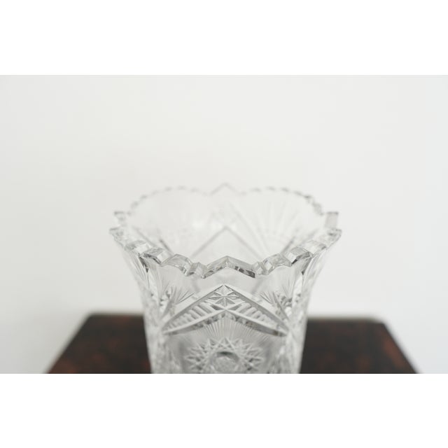 Antique American Brilliant Period Cut Crystal Pedestal Vases (Set of 2) For Sale In Austin - Image 6 of 14