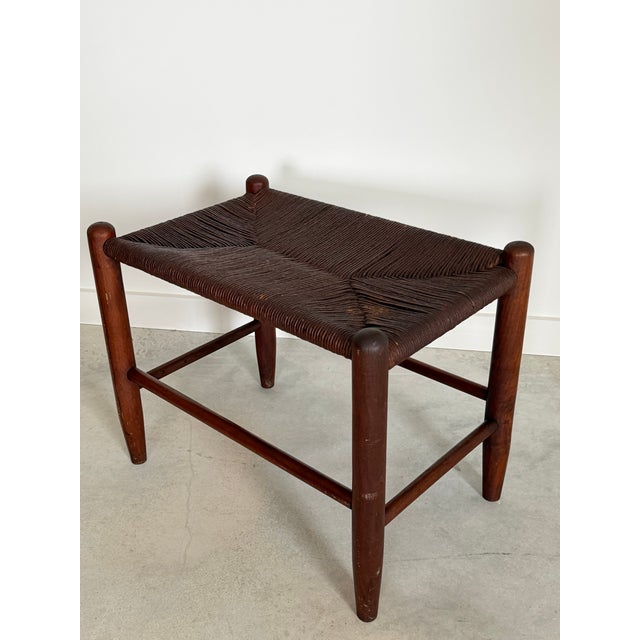 Danish Cord Woven Bench Ottoman Hand-Crafted Midcentury (France) 1960s Weathered For Sale - Image 11 of 13