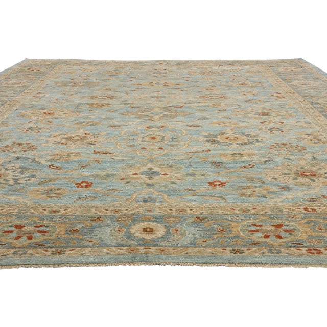Contemporary Sky Blue Persian Sultanabad Rug - 12'03 X 15'10 For Sale - Image 3 of 9