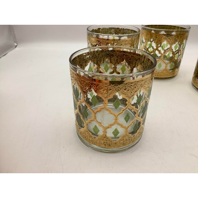 Culver Valencia 22kt Gold and Green Diamond Cocktail Glass Set of 4 For Sale In Sacramento - Image 6 of 12
