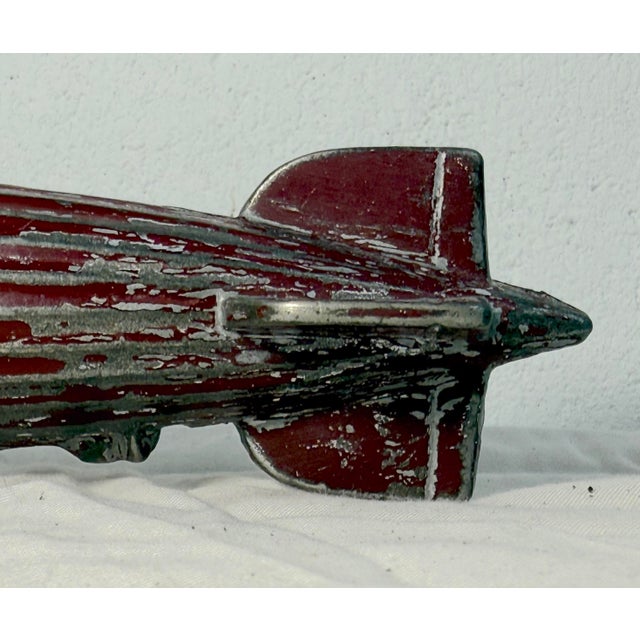 Red Antique 1920's Original Ac Williams Red Graf Zeppelin Cast Iron Coin Still Bank For Sale - Image 8 of 12