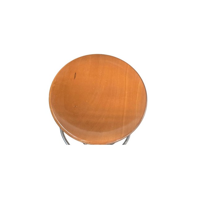 Industrial Technical Stool in Wood and Metal, 1970s For Sale - Image 4 of 13
