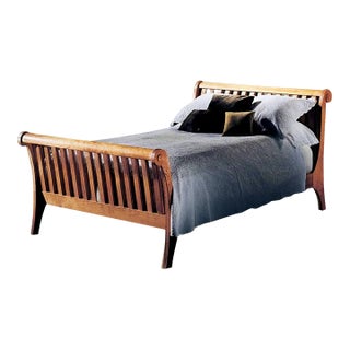 Rare Charles Shackleton Queen Sleigh Bed – Handcrafted Vermont Hardwood For Sale