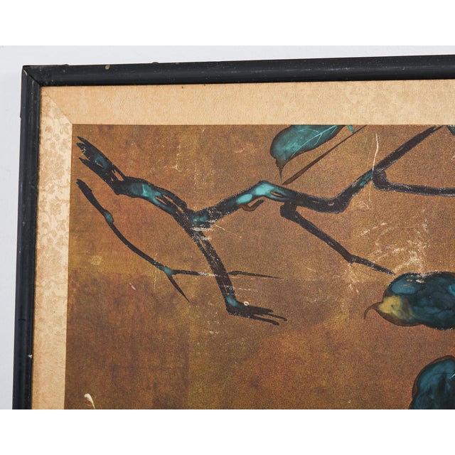 Japanese Showa Painted Panel Screen Persimmon Branch For Sale - Image 9 of 17