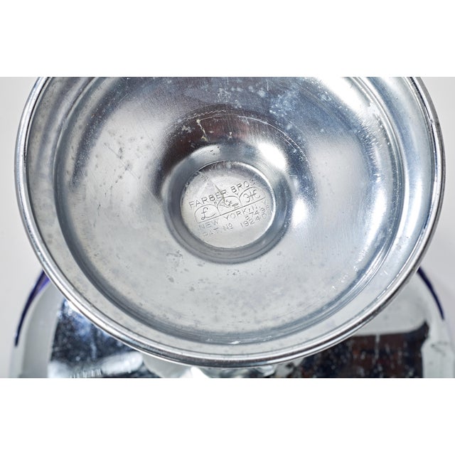 1930s Art Deco Krome Kraft Candy Dish - Royal Blue - By Farber Bros For Sale - Image 9 of 9