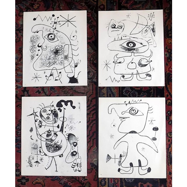 Joan Miró Vintage Mid Century Modern Abstract Joan Miro Lithographs - Set of 4 For Sale - Image 4 of 4