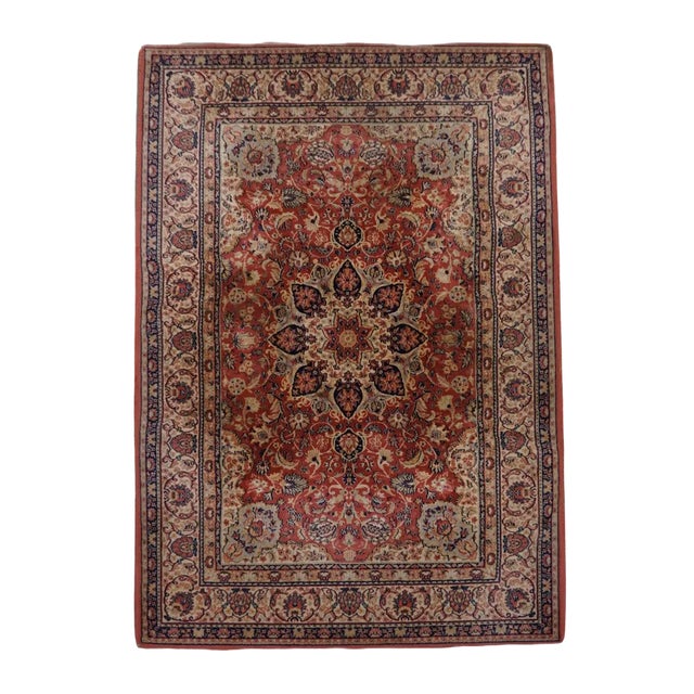Oriental Rug with Cream, Blue, Red and Pink For Sale