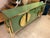 Metal Credenza With Green Glass and Brass Fittings and Handles For Sale - Image 7 of 10