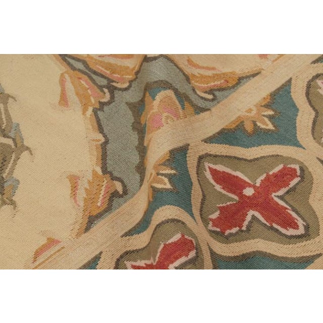 Textile Vintage French Aubusson Rug in Beige With Geometric Medallions - Rug & Kilim For Sale - Image 7 of 8