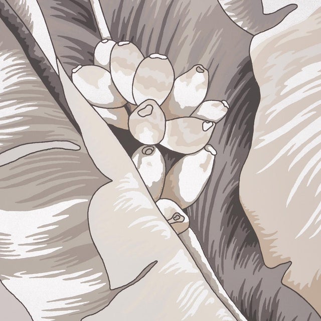 Hollywood Regency Sample - Schumacher Botanico Metallic Wallpaper in Platinum For Sale - Image 3 of 5