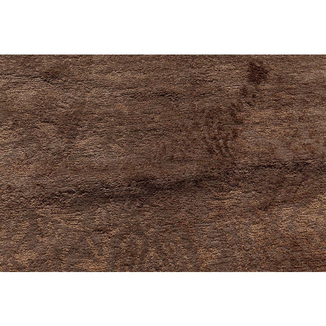 Textile Modern S10 Tibetan Brown Floral Design Silk & Wool Rug by Doris Leslie Blau For Sale - Image 7 of 11