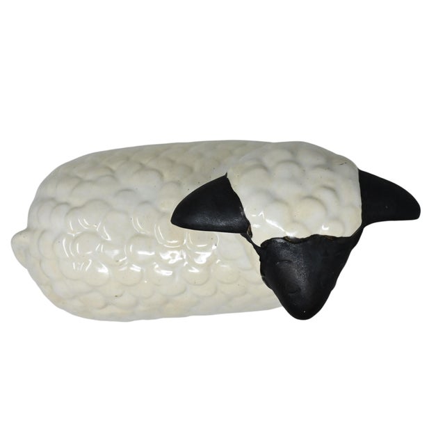 1990s Grand Showroom Scale Global Views "Julia Knight" Ceramic Sheep - 14" For Sale - Image 5 of 11