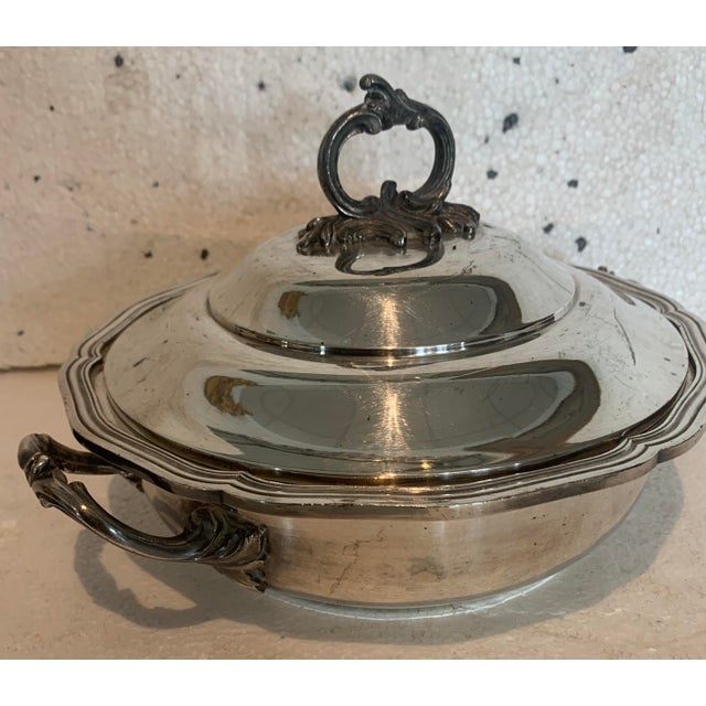 Lidded Bouillon Bowl and Small Silver-Plated Metal Dishes, 20th Century, Set of 3 For Sale - Image 4 of 12