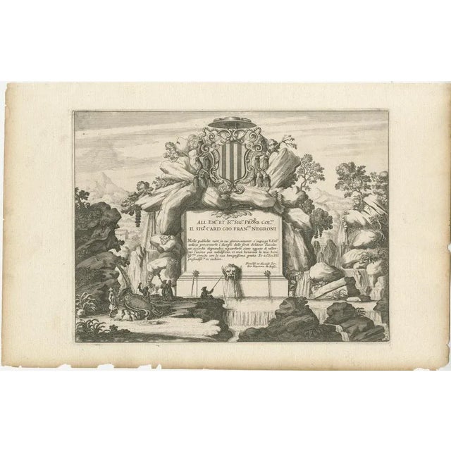 Title: "Allegorical Tribute to Cardinal Giovanni Francesco Negroni" : This intricate engraving features an allegorical...