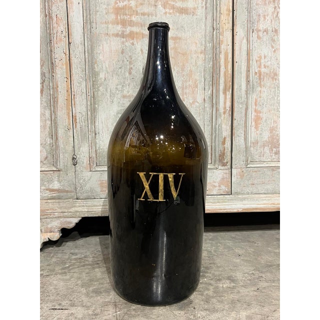 Late 19th Century Large Antique French Hand Blown and Painted Wine Bottle, Normandy, Circa 1880s For Sale - Image 5 of 9