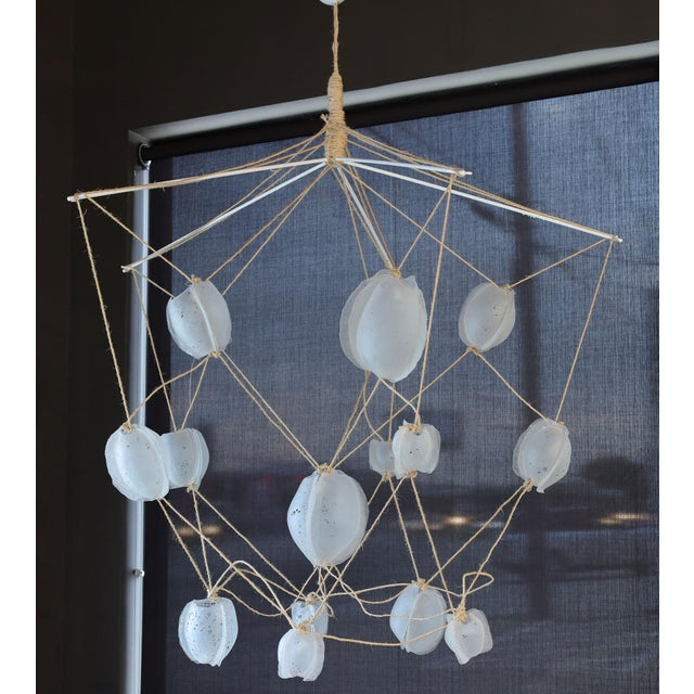 Manolito & Manolito "Ouef De Selenite" Custom Blown Glass and Rope Chandelier For Sale - Image 9 of 10
