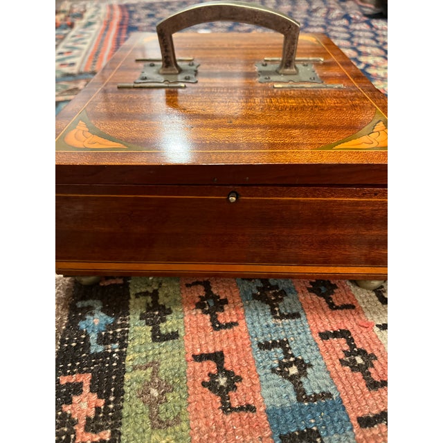 Rare 19th-Century Antique American Mahogany Inlaid Compartment Box For Sale - Image 4 of 10