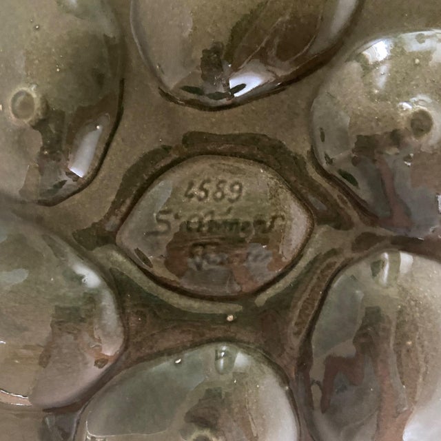 Vintage French Majolica Oyster Service from Saint-Clément, 1960s, Set of 7 For Sale - Image 9 of 10