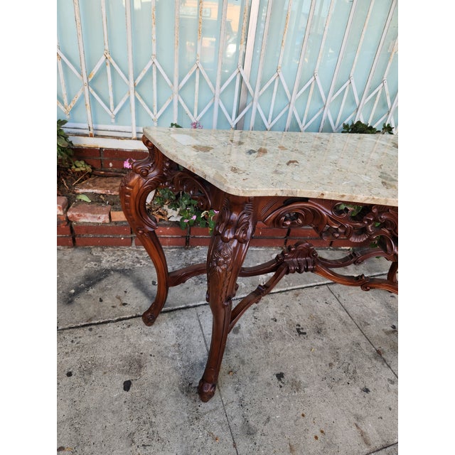 Burnt Umber 1960s Console Table With Marble To For Sale - Image 8 of 12