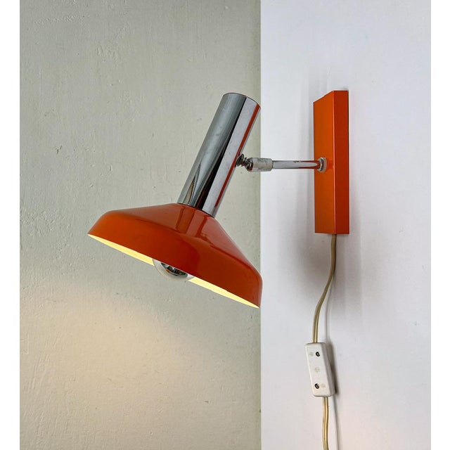 Space Age Herda Wall Lamp in Orange and Chrome, 1970s For Sale - Image 3 of 13