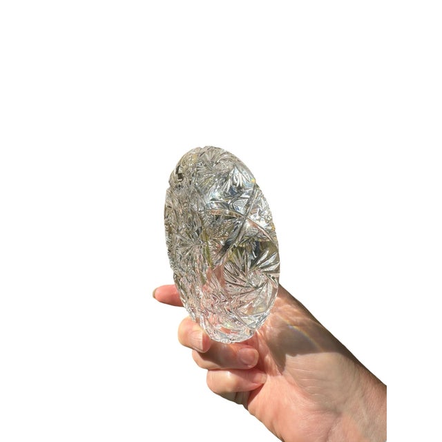Traditional Vintage Ashtray European Heavy Cut Crystal Glass For Sale - Image 3 of 10