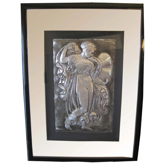 Framed Silver Tile With Angel Figure For Sale In Los Angeles - Image 6 of 6