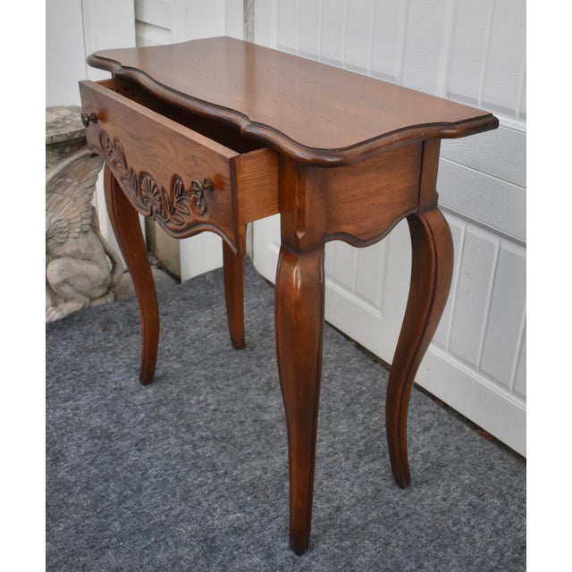 Wood Hekman Italian Provincial Wood Table Vintage Carved Accent Console For Sale - Image 7 of 16