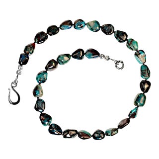 Ajd 20 Inch African Azurite Freeform Nuggets With Sterling Silver For Sale