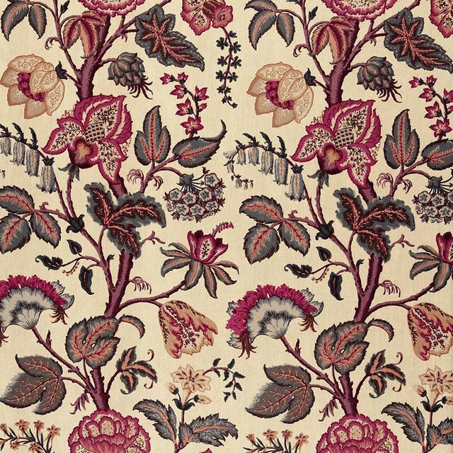 Sample - Schumacher Tree Of Life Fabric in Spice On Linen For Sale