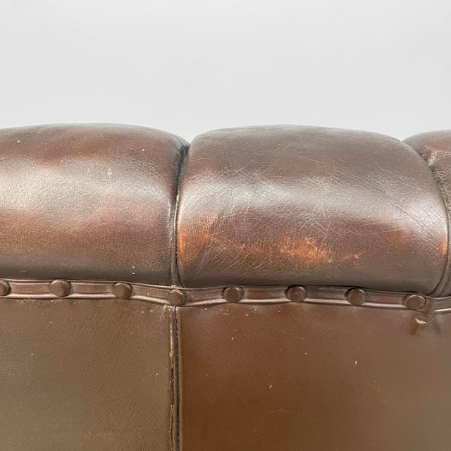 Italian Art Deco Brown Leather 2-Seater Sofa from Saracchi, 1930s For Sale - Image 17 of 18