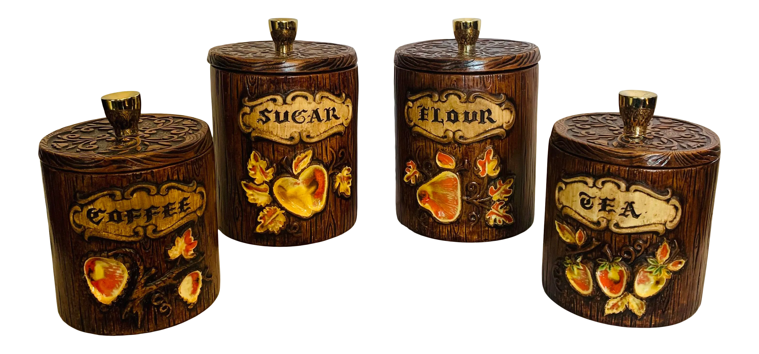 Treasure Treasure Craft Ceramic Kitchen Canisters- Set of 4 | Chairish