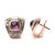Contemporary 18K Rose Gold 1 1/2 Cttw Round Diamond and 7mm Cushion Cut Purple Amethyst Gemstone Geometrical Statement Stud Earrings For Sale - Image 3 of 5