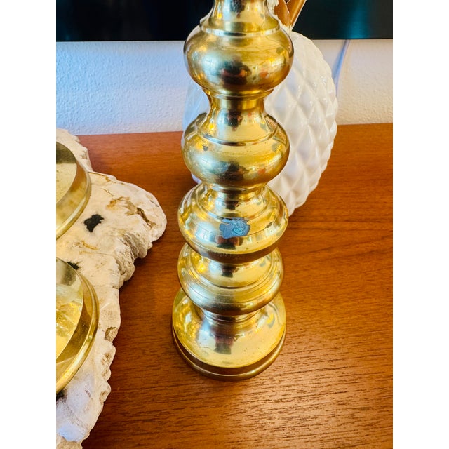 1970s Set of 4 Vintage Venus Solid Brass Oversized Candlesticks – Japan, 12" to 22" For Sale - Image 4 of 7