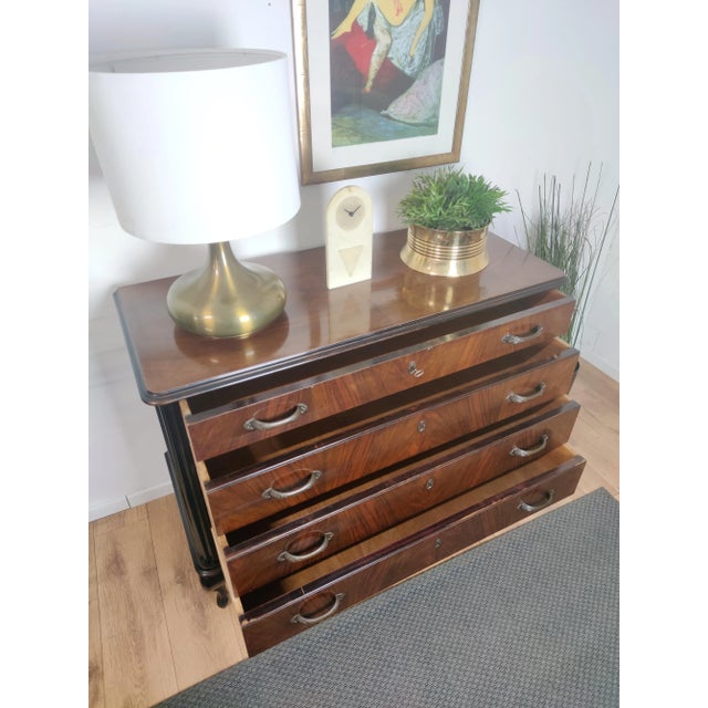 Mid-Century Modern Italian Wood & Brass Chest of 4 Drawers For Sale - Image 6 of 9