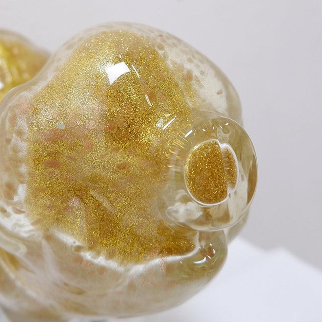 Gold Vintage Clear Art Glass Figurine with Gold Glitter, 1990s For Sale - Image 8 of 15