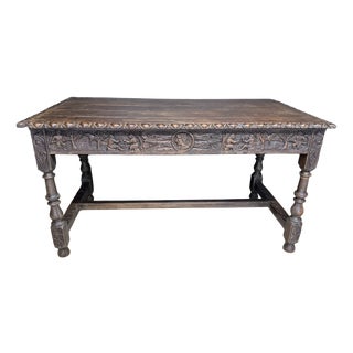 Antique Table in Carved Oak, 1860 For Sale