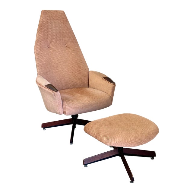 1960s Adrian Pearsall Swivel Chair and Ottoman for Craft Associates, Unmarked- A Set For Sale