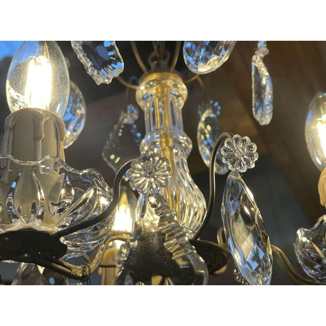 Early 20th Century Three-Light Chandelier in Bronze and Cut Crystal For Sale - Image 5 of 12
