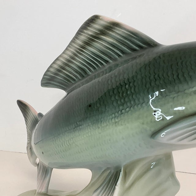 Ceramic 1990s Vintage Bohemian Czechoslovakian Majolica Porcelain Trout Fish Figural by Royal Dux For Sale - Image 7 of 13