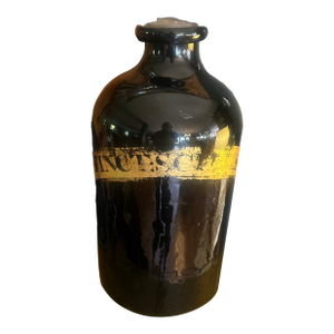 Large Antique French Dark Amber Apothecary Bottle